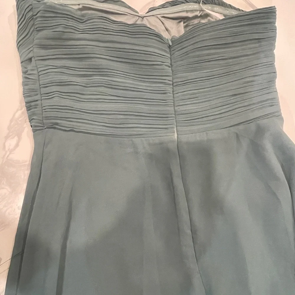 Lulu's Romantic Presence Sage Green Pleated Strapless Maxi Dress M - Picture 7 of 12